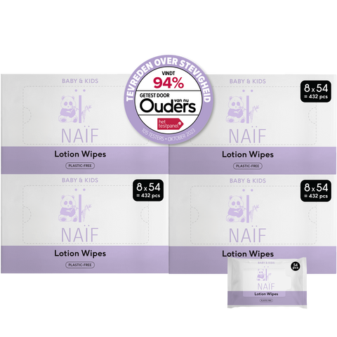Naïf plastic -free lotion wipes set 8 x 54 pieces