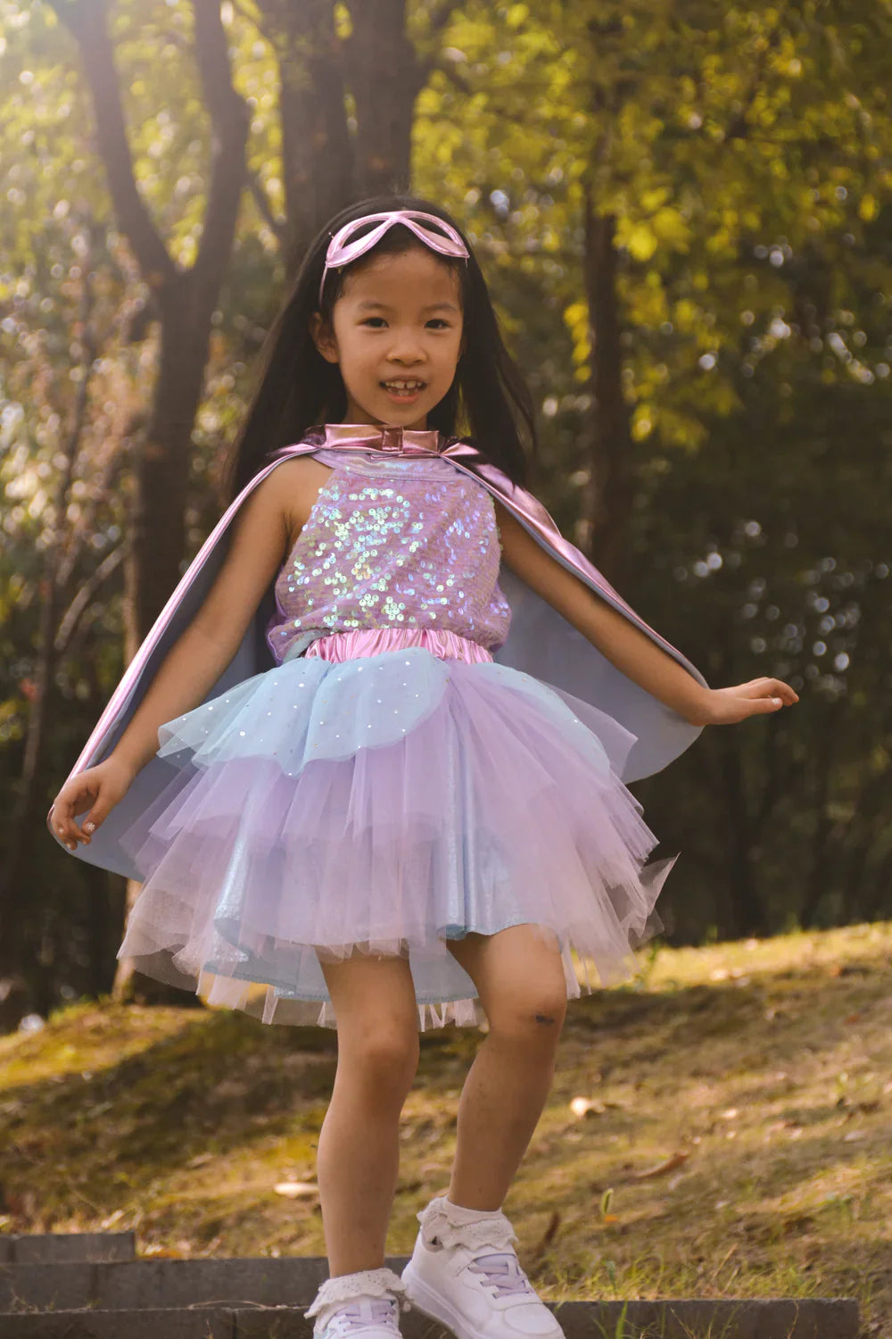 Great Pretenders Super-Duper Tutu Cape & Mask Metallic Pink/Light Blue | 4-6Y