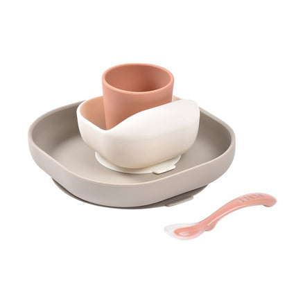 Beaba Silicone Dinner Set 4-Piece | Terracotta /Gazelle