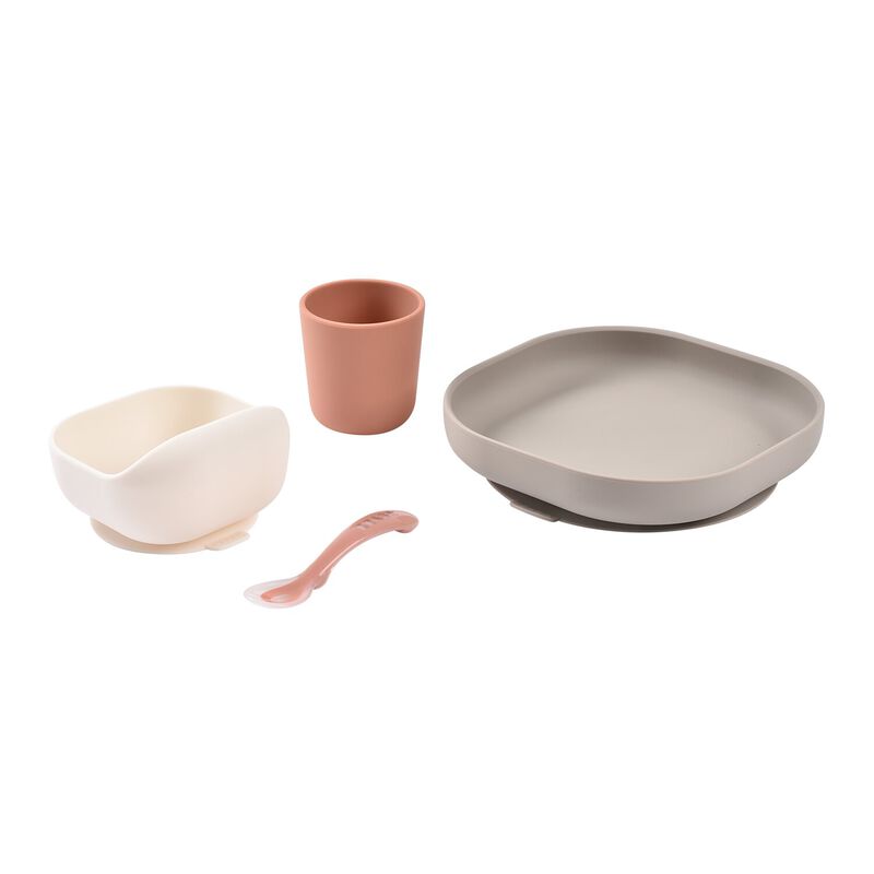 Beaba Silicone Dinner Set 4-Piece | Terracotta /Gazelle