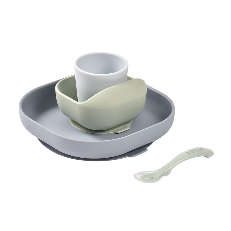 Beaba Silicone Dinner Set 4-Piece | Pebble