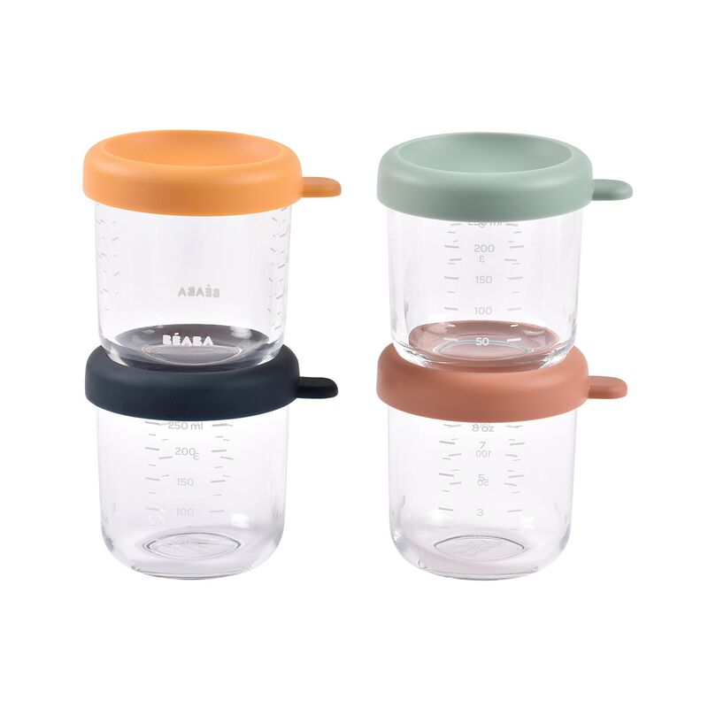 Béaba Glass Storage Jars 250ml Set 4 | Multicolor