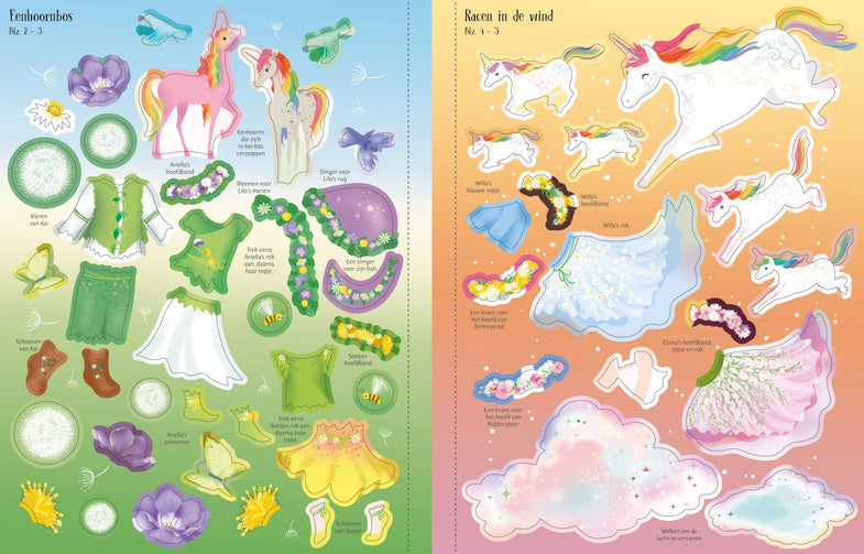 Usborne Sticker and dressing booklet | Rainbow unicorns