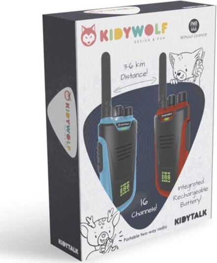 Kidywolf KidyTalk Walkie Talkie 2 pieces | Blue red