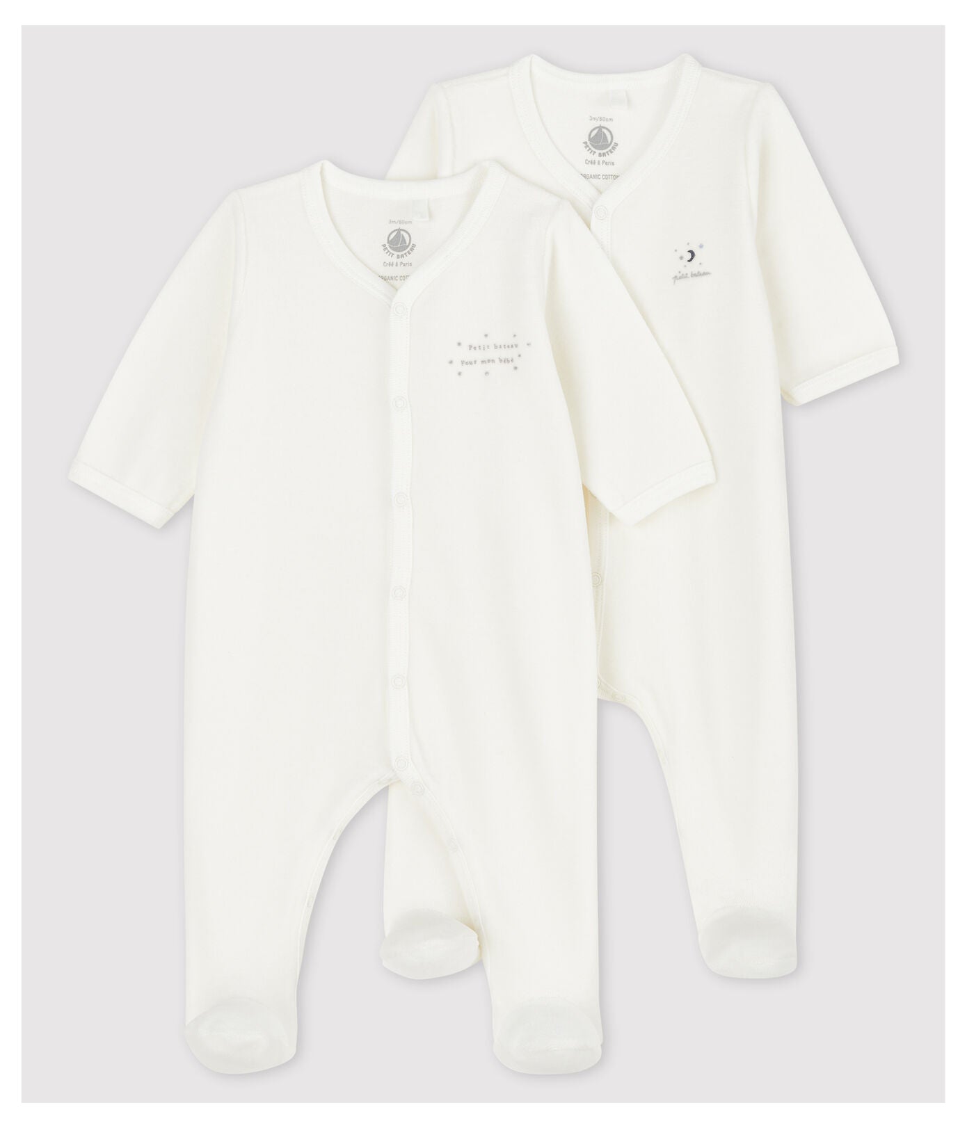 * Petit Bateau Baby Pajama Set 2 Cotton | Offwhite