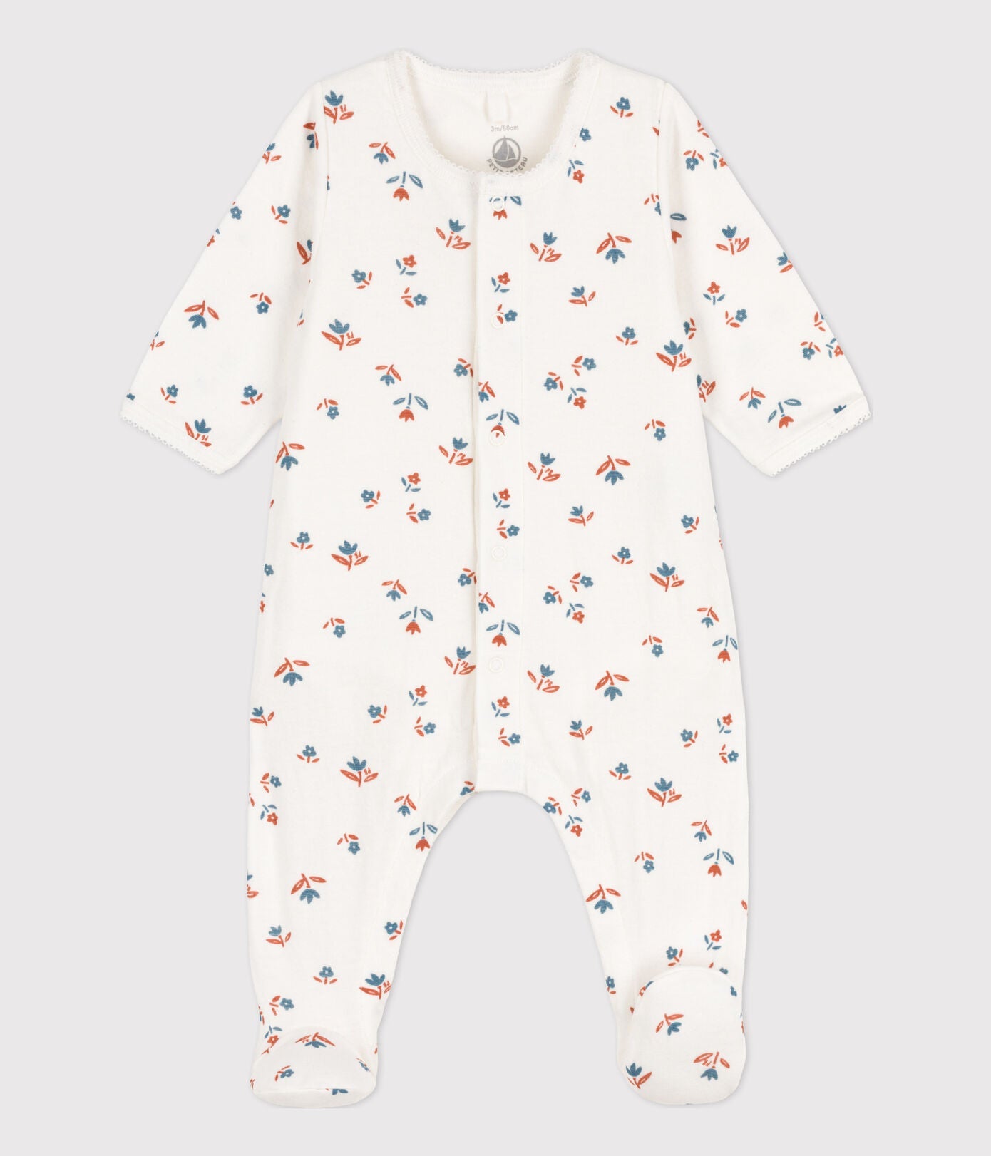 * Petit Bateau Baby Pajama Tubic | Marshmallow Flowers