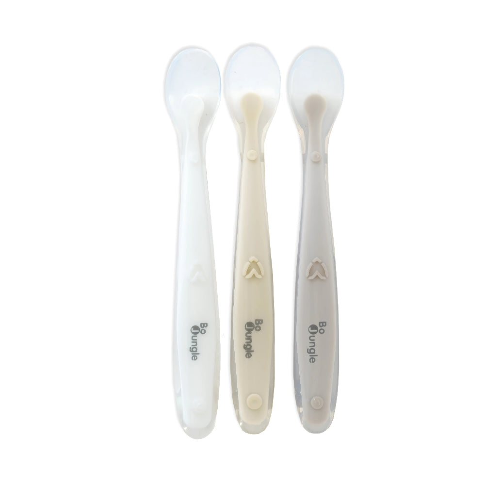 Bo Jungle Set 3 Silicone Spoons | White/Dune/Grey