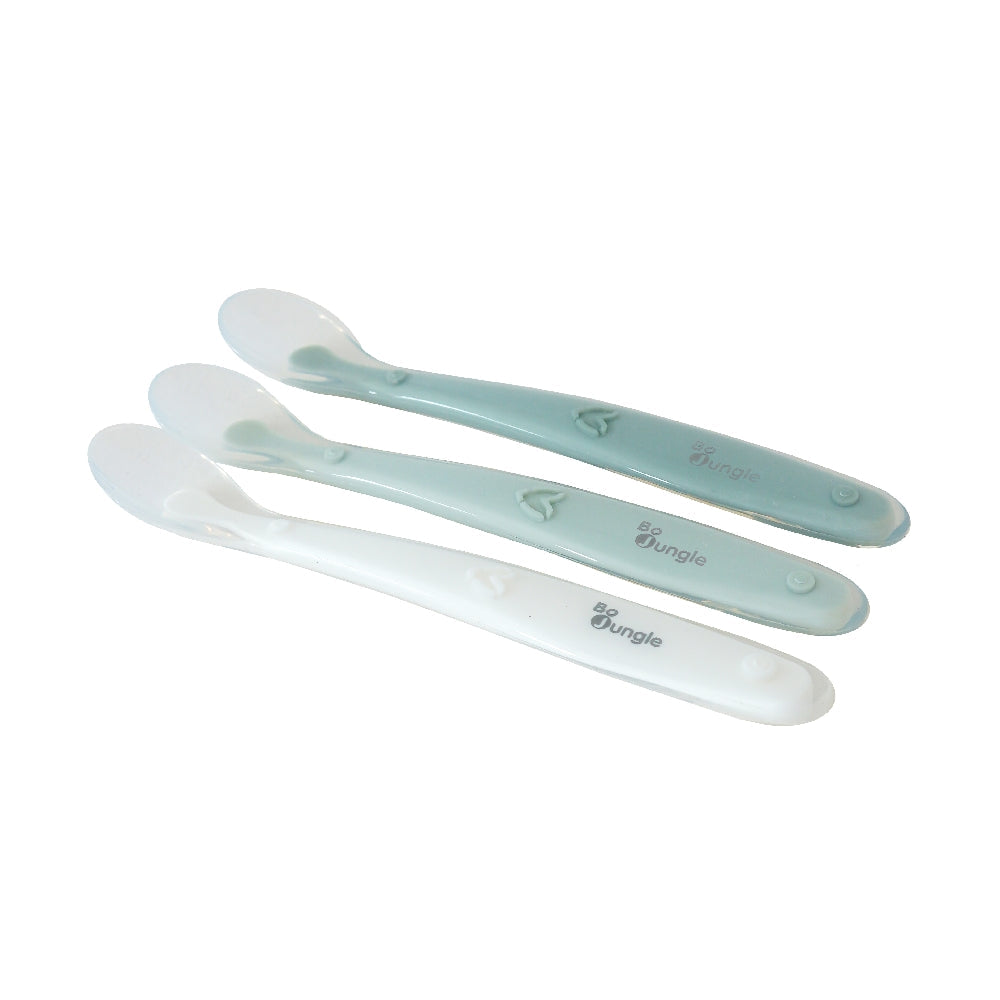 Bo Jungle Set 3 Silicone Spoons | White/Jade/Sage Green