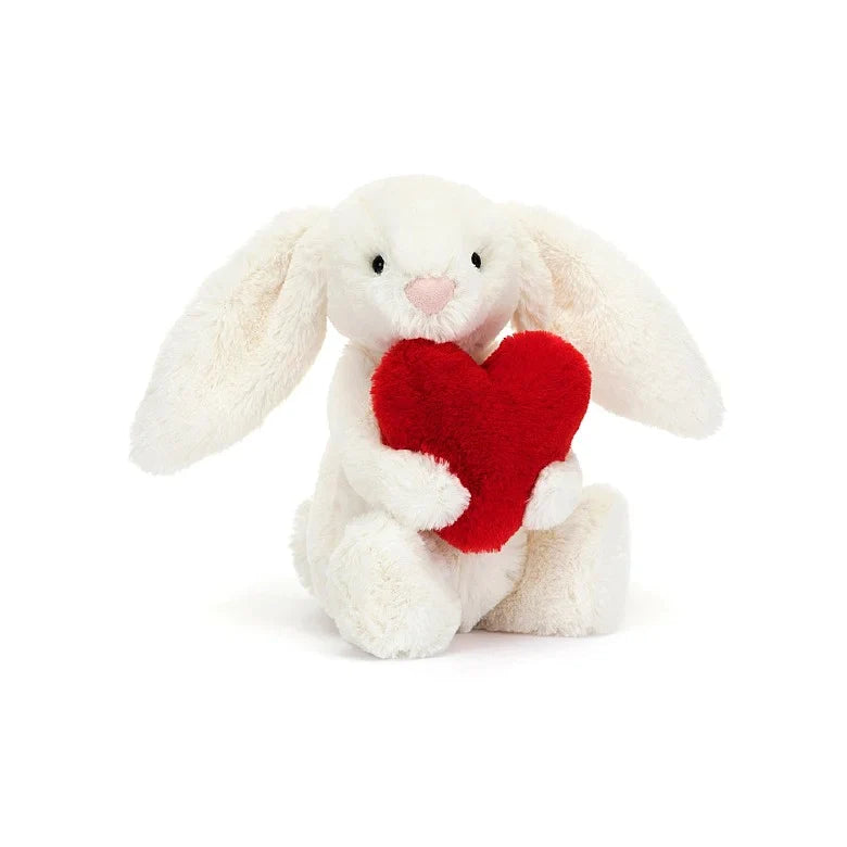 Jellycat Cuddle Toy I am Bashful Red Love Heart Bunny | 18x19cm