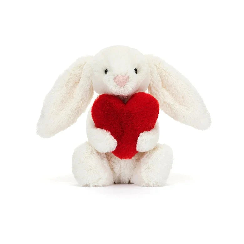 Jellycat Cuddle Toy I am Bashful Red Love Heart Bunny | 18x19cm
