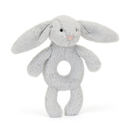 Jellycat Plush Toy Bashful Silver Bunny Ring Rattle