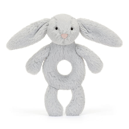 Jellycat Plush Toy Bashful Silver Bunny Ring Rattle