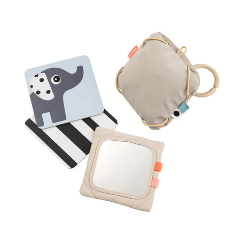 Done by Deer Baby Card Holder With Contrast Cards | Deer Friends Sand