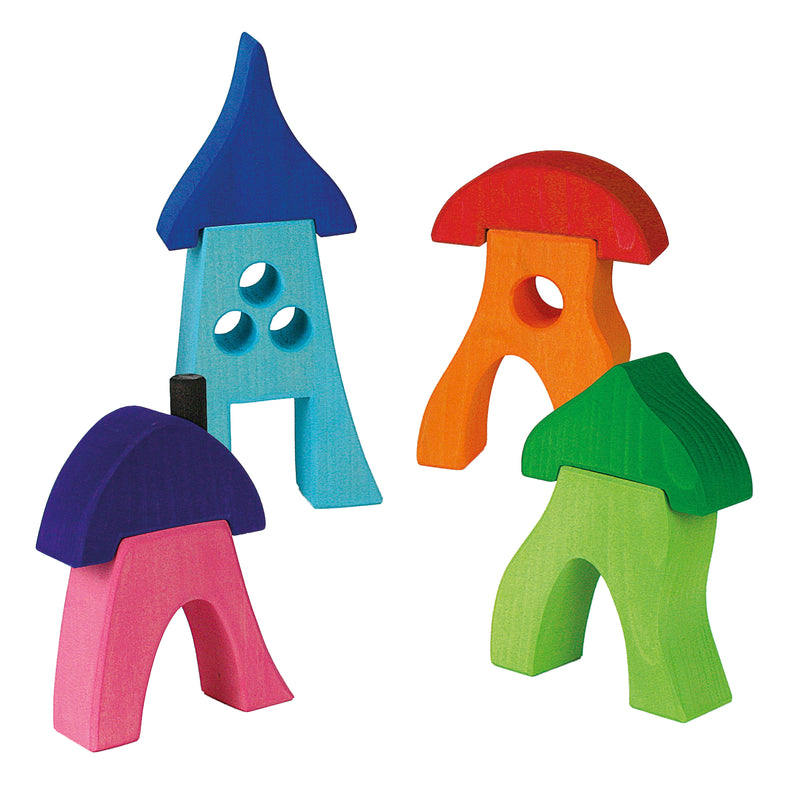 Bauspiel Colorful wooden dwarf houses