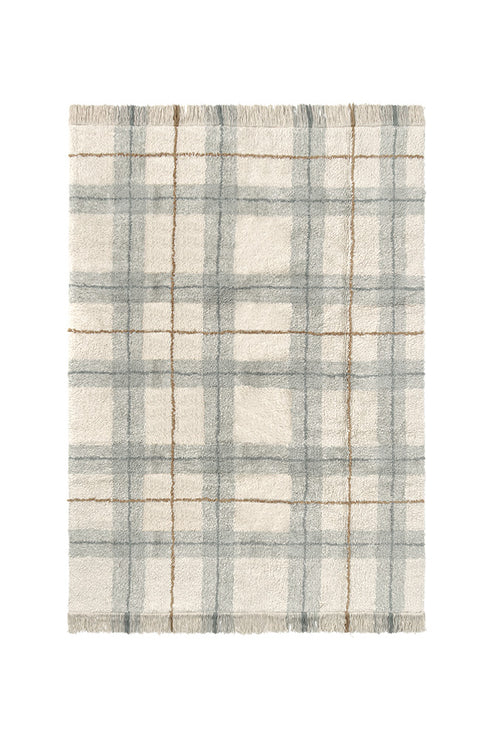 Lorena Canals Machine Washable Carpet 90x120 cm | Tartan Blue Sage