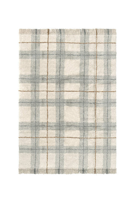 Lorena Canals Machine Washable Carpet 140x190 cm | Tartan Blue Sage