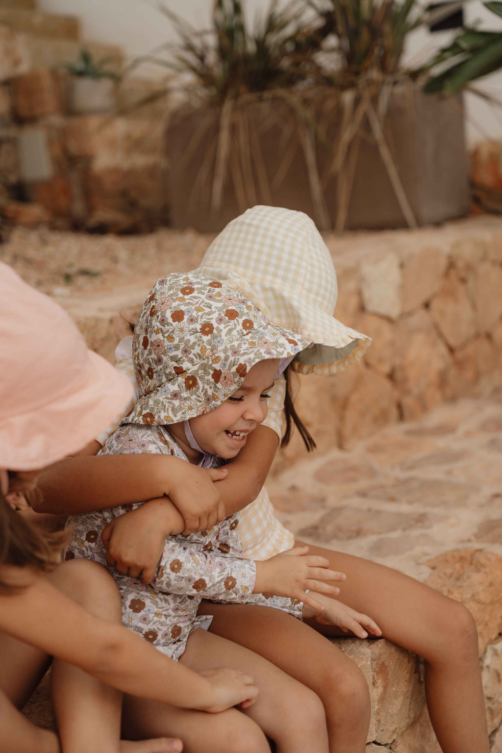 Little Dutch Reversible Sun Hat Sea Green /Sunshine Checks