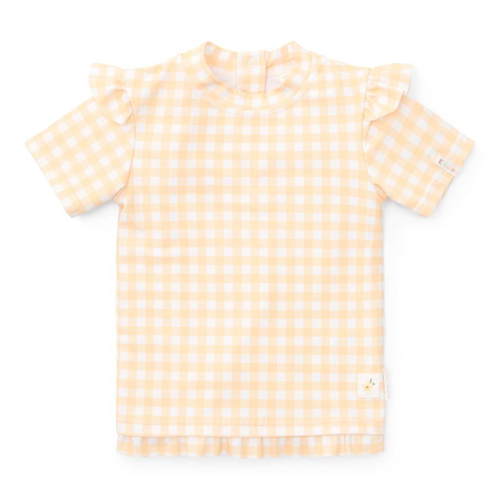 Little Dutch Swim T-Shirt Short Sleeve Ruffles Sunshine Checks