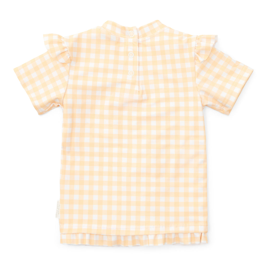 Little Dutch Swim T-Shirt Short Sleeve Ruffles Sunshine Checks