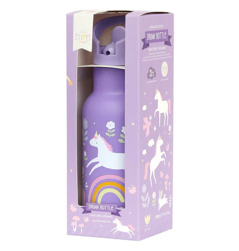 A Little Lovely Company Stainless Steel Drinking Bottle | Unicorn Dreams