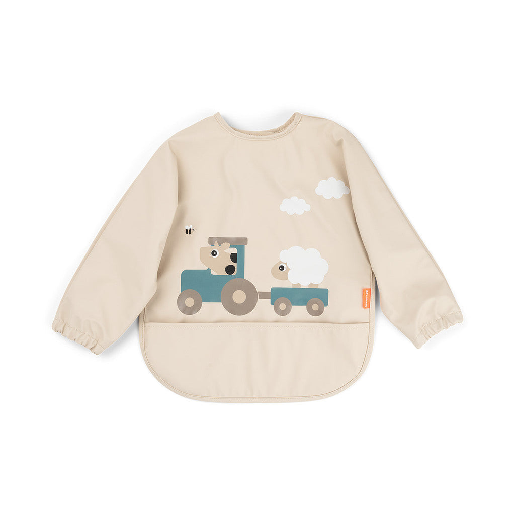 Done By Deer Bib With Sleeves and Pouch | Tiny Farm Sand