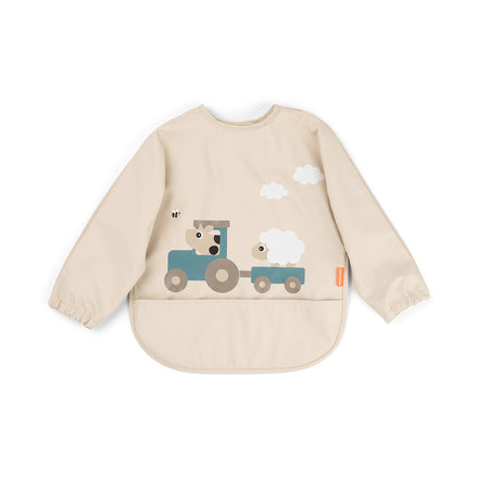Done By Deer Bib With Sleeves and Pouch | Tiny Farm Sand