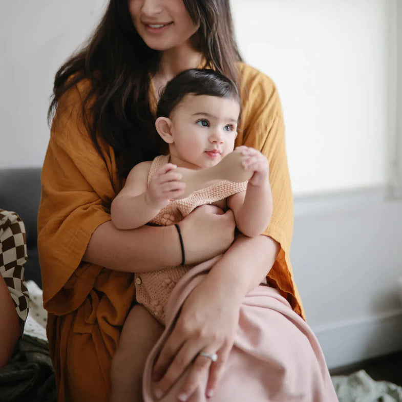 Mushie Ribbed Baby Blanket 89x89cm | Blush