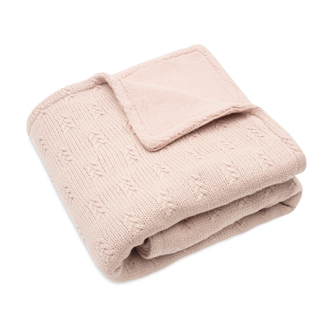 Jollein Crib Blanket 75x100cm | Grain Knit Wild Rose /Velvet