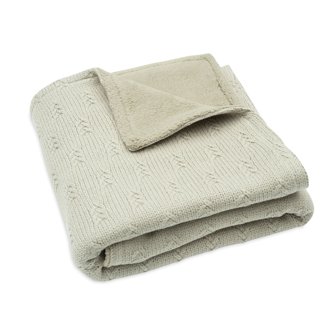 Jollein Crib Blanket 75x100cm | Grain Knit Olive Green /Velvet