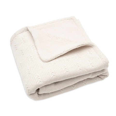Jollein Crib Blanket 75x100cm | Grain Knit Oatmeal /Velvet