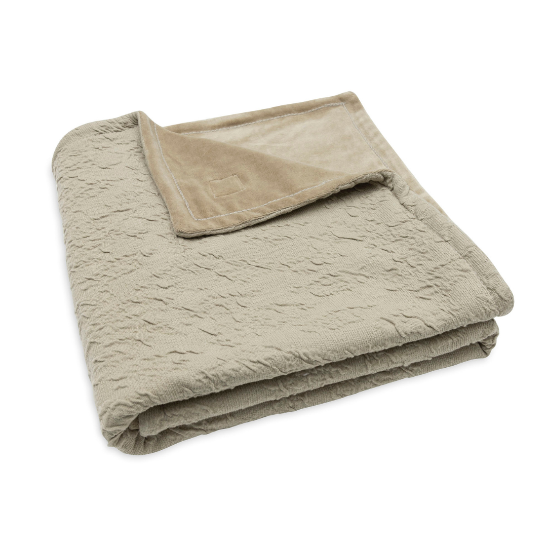 Jollein Crib Blanket 100x150cm | Soft Waves Olive Green /Velvet