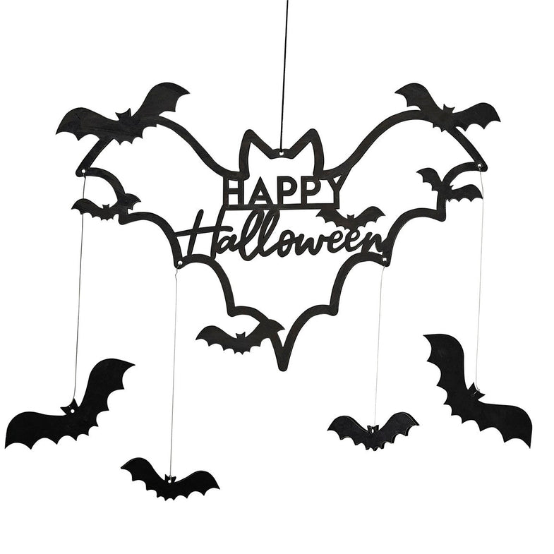 Ginger Ray black wooden bats plate | Happy Halloween