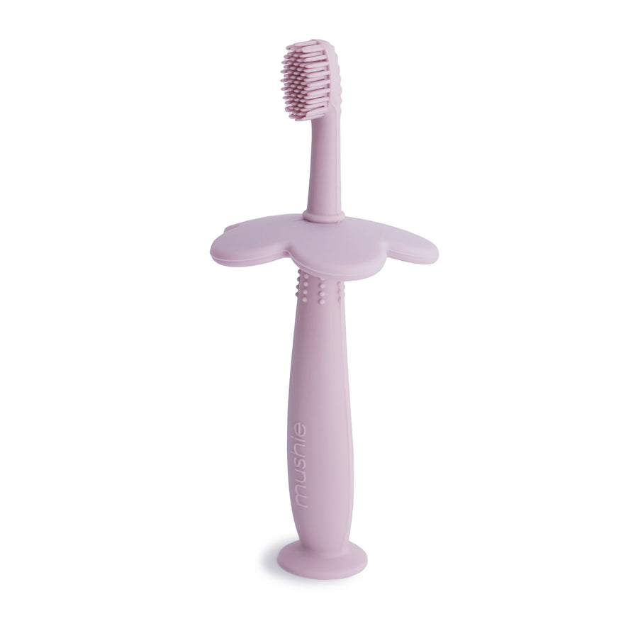Mushie Silicone Practice Toothbrush Flower | Soft Lilac
