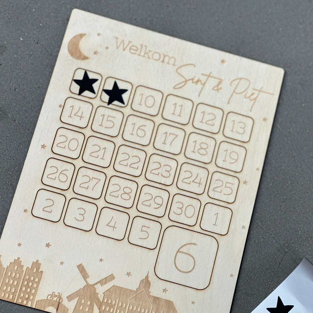 * Wooden Blocks Wooden Countdown Calendar Santa & Black Pete