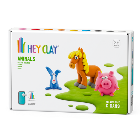 Heyclay 6 Pots Play Clay | Pig, horse and rabbit