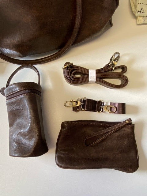Isoki Diaper Bag Double zipper | Detted diagonally - Chocolate