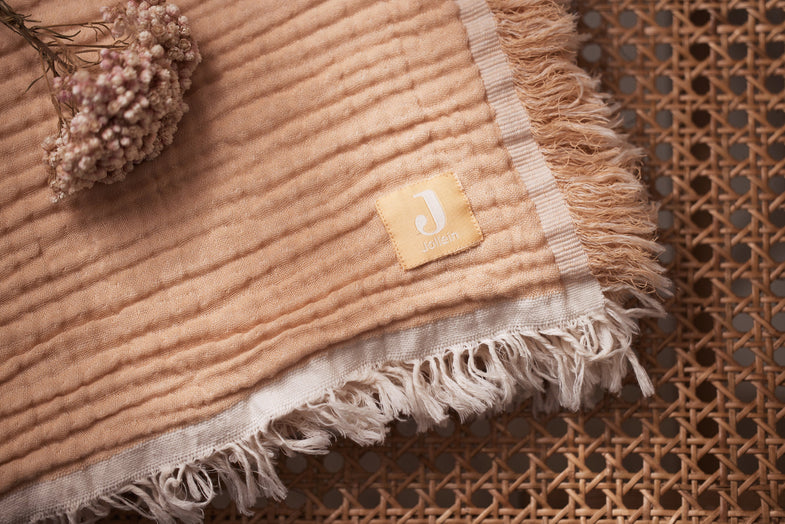 Jollein Blanket Crib 75x100cm | Fringe Moonstone/Ivory Gots