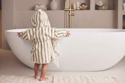 Jollein Bathrobe 1-2Y | Stripe Terry Olive Green Gots