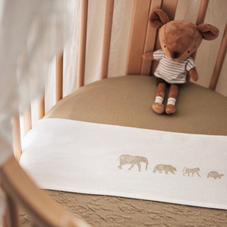 Jollein Fitted Sheet Crib 75x100cm | Animals Olive Green