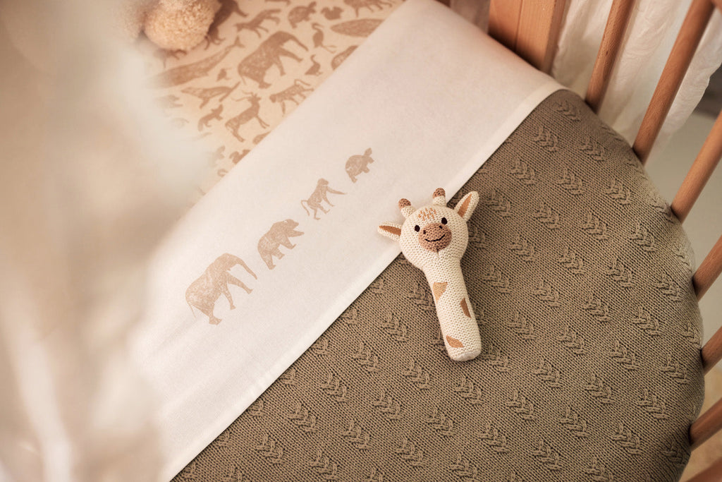 Jollein Fitted Sheet Crib 75x100cm | Animals Nougat