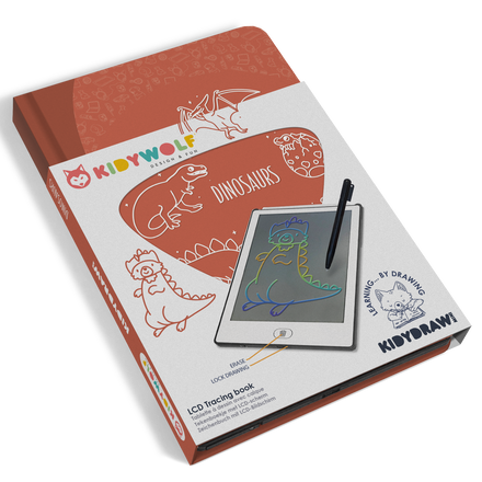 Kidywolf Kidydraw-Mini Tablet 30 Drawings | Drawing board 30 Dinausorus