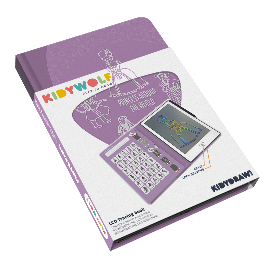 Kidywolf Kidydraw-Mini Tablet 30 Drawings | Drawing board Princess