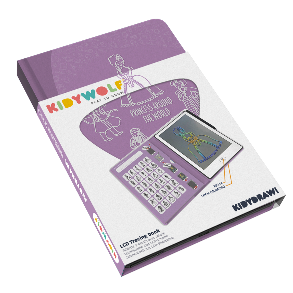 Kidywolf Kidydraw-Mini Tablet 30 Drawings | Drawing board Princess