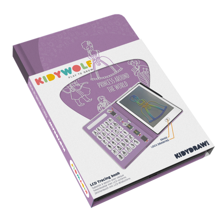 Kidywolf Kidydraw-Mini Tablet 30 Drawings | Drawing board Princess