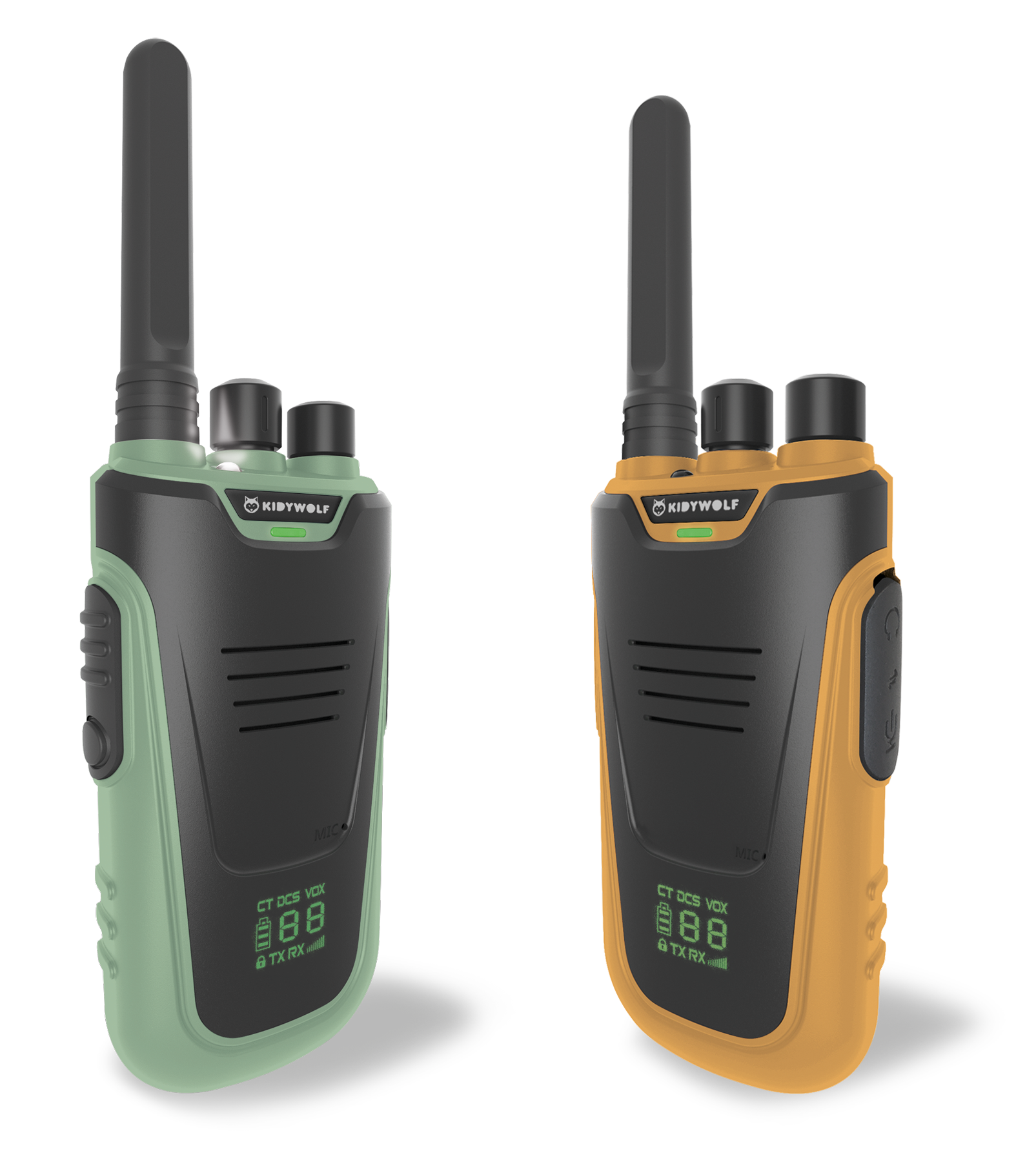 Kidywolf KidyTalk Walkie Talkie 2 pieces | Green - Orange