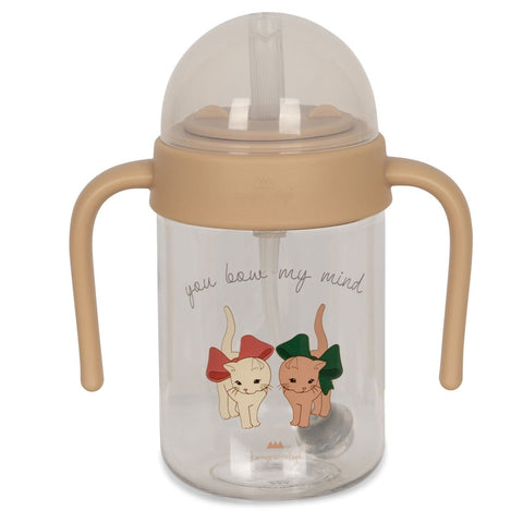 Konges Sløjd Drinking bottle with Handle & Straw 330ml | Bow Kitty