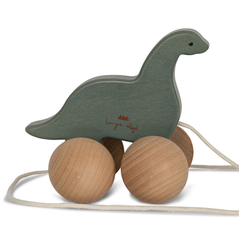 Konges Sløjd Wooden Pull Toy Rolling Dino Family | Blue