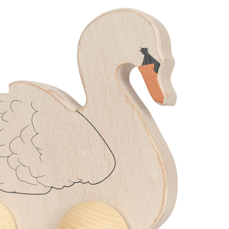 Konges Sløjd Wooden Pull Play Rolling Swan | Cream Off White
