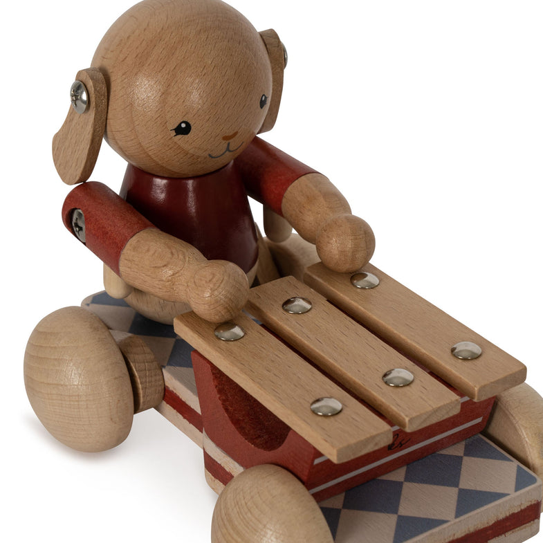 Konges Sløjd Wooden Pull Toy Music Play set FSC | Bell Boy Red