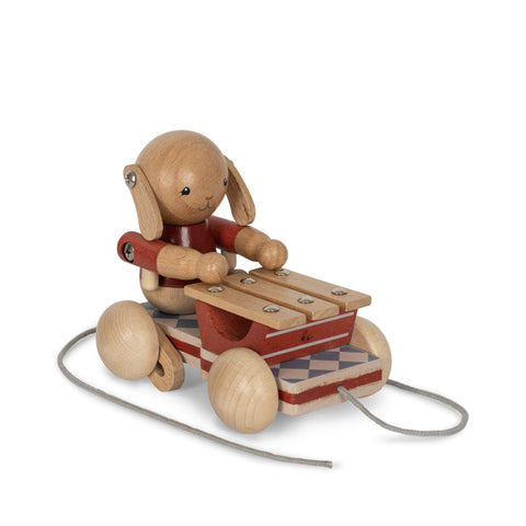 Konges Sløjd Wooden Pull Toy Music Play set FSC | Bell Boy Red